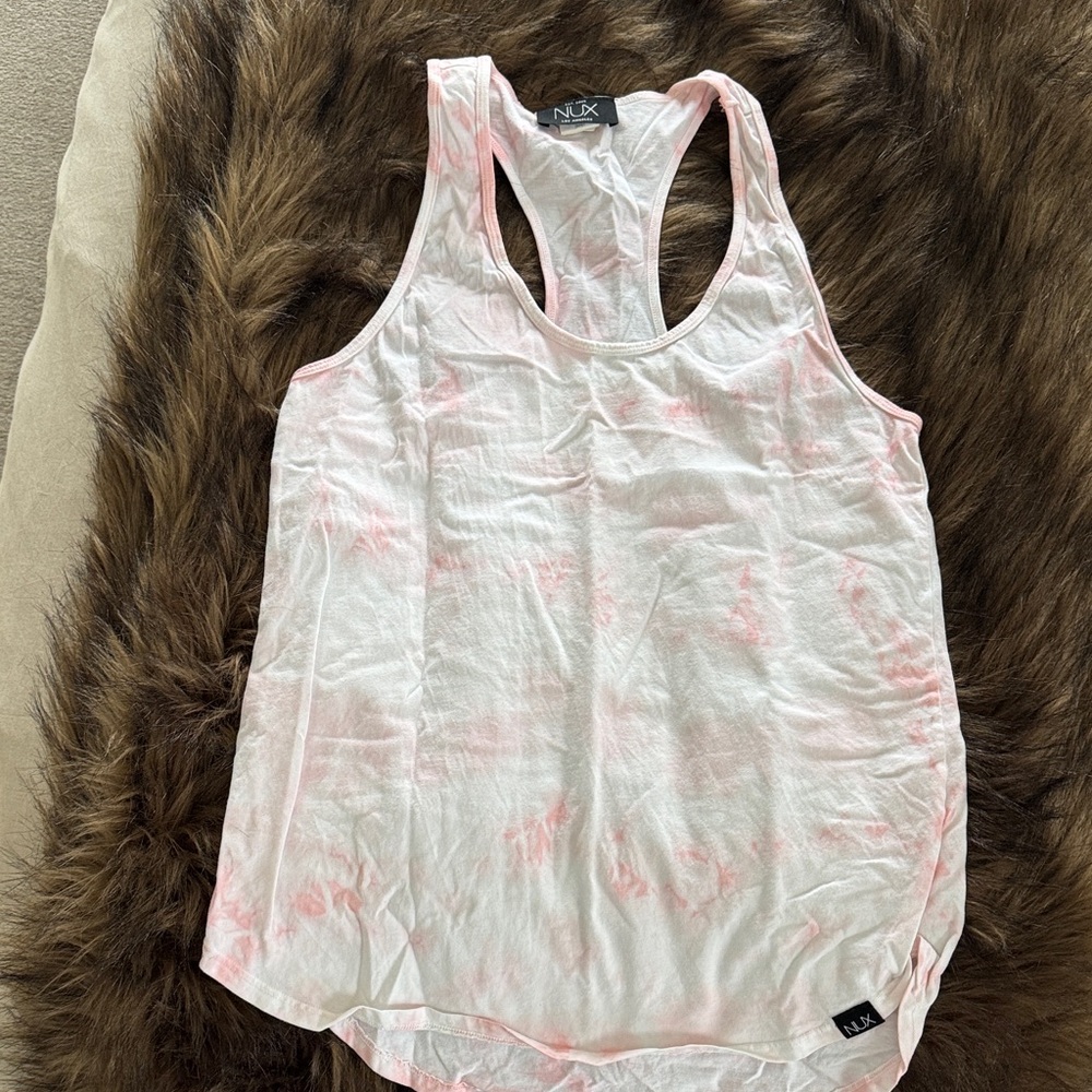 NUX Women's Pink and White Tank Top
